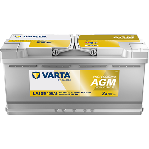 Varta LA105 Professional AGM accu 12V 105Ah – inclusief montage